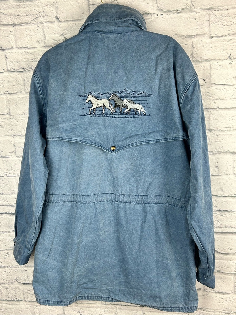 Vintage Northwest Garments Horse Canvas Hooded Jacket Blue Canada XL - Picture 10 of 11